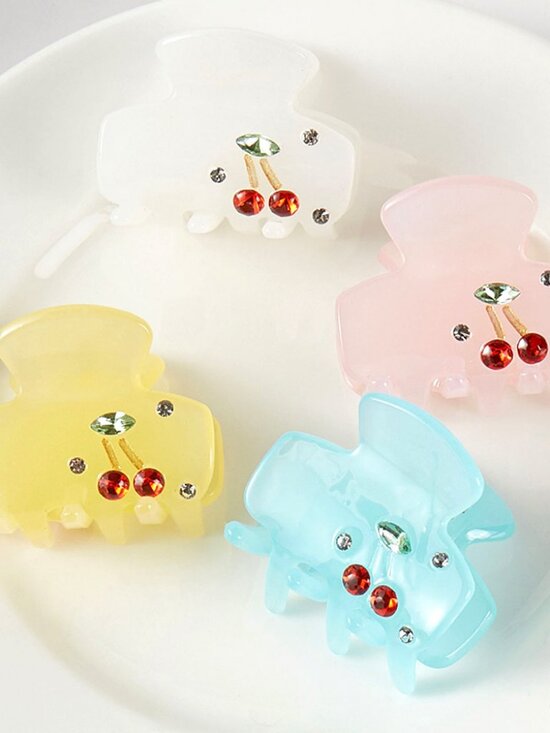 Accessories - 4 Cherry Accent Mini Hair Claw Clip Set (Set of 4)
